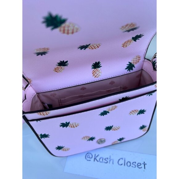 Kate Spade crossbody top handle purse pineapple print square pink multi - Picture 7 of 12